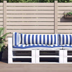 vidaXL Kissen für draußen 3 pcs Blau und Weiß 103 x 58 x 10 cm Stoff