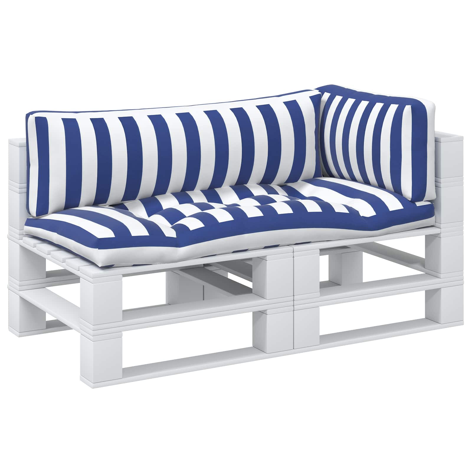 vidaXL Kissen für draußen 3 pcs Blau und Weiß 103 x 58 x 10 cm Stoff