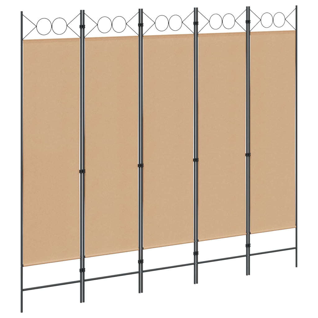 vidaXL 5-teiliger Raumteiler Beige 200 x 180 cm Stoff