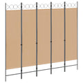 vidaXL 5-teiliger Raumteiler Beige 200 x 180 cm Stoff