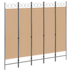 vidaXL 5-teiliger Raumteiler Beige 200 x 180 cm Stoff