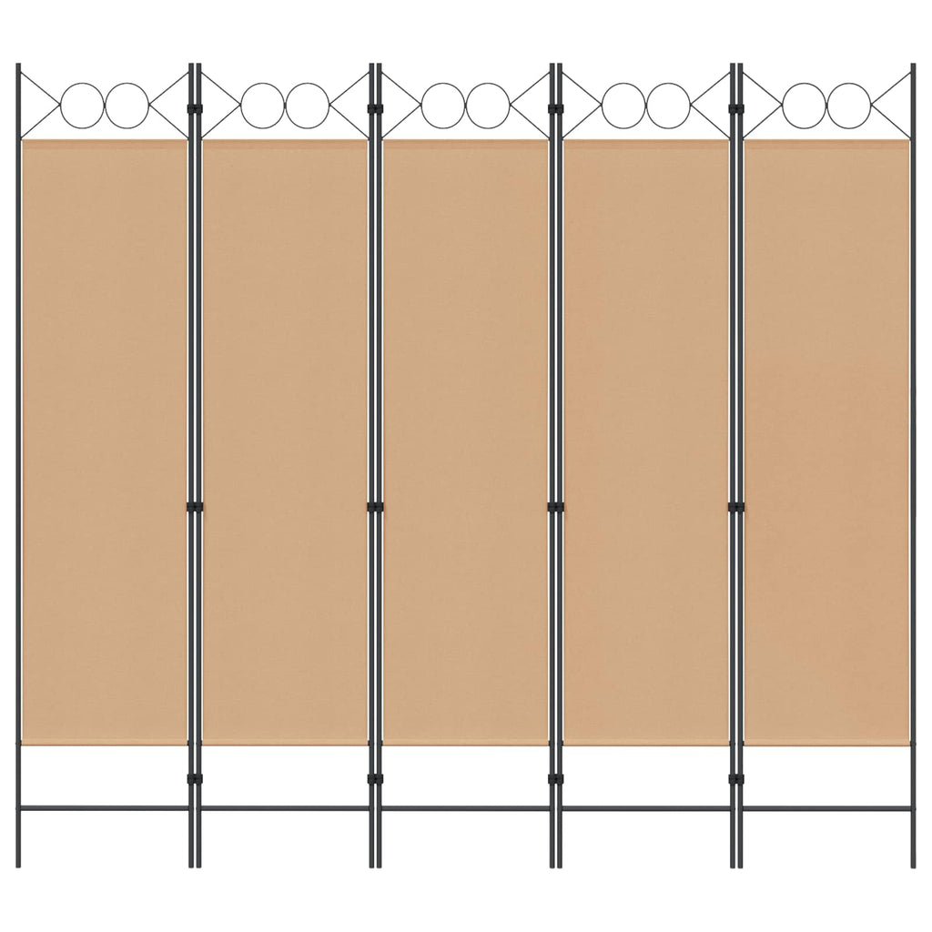 vidaXL 5-teiliger Raumteiler Beige 200 x 180 cm Stoff