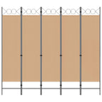 vidaXL 5-teiliger Raumteiler Beige 200 x 180 cm Stoff