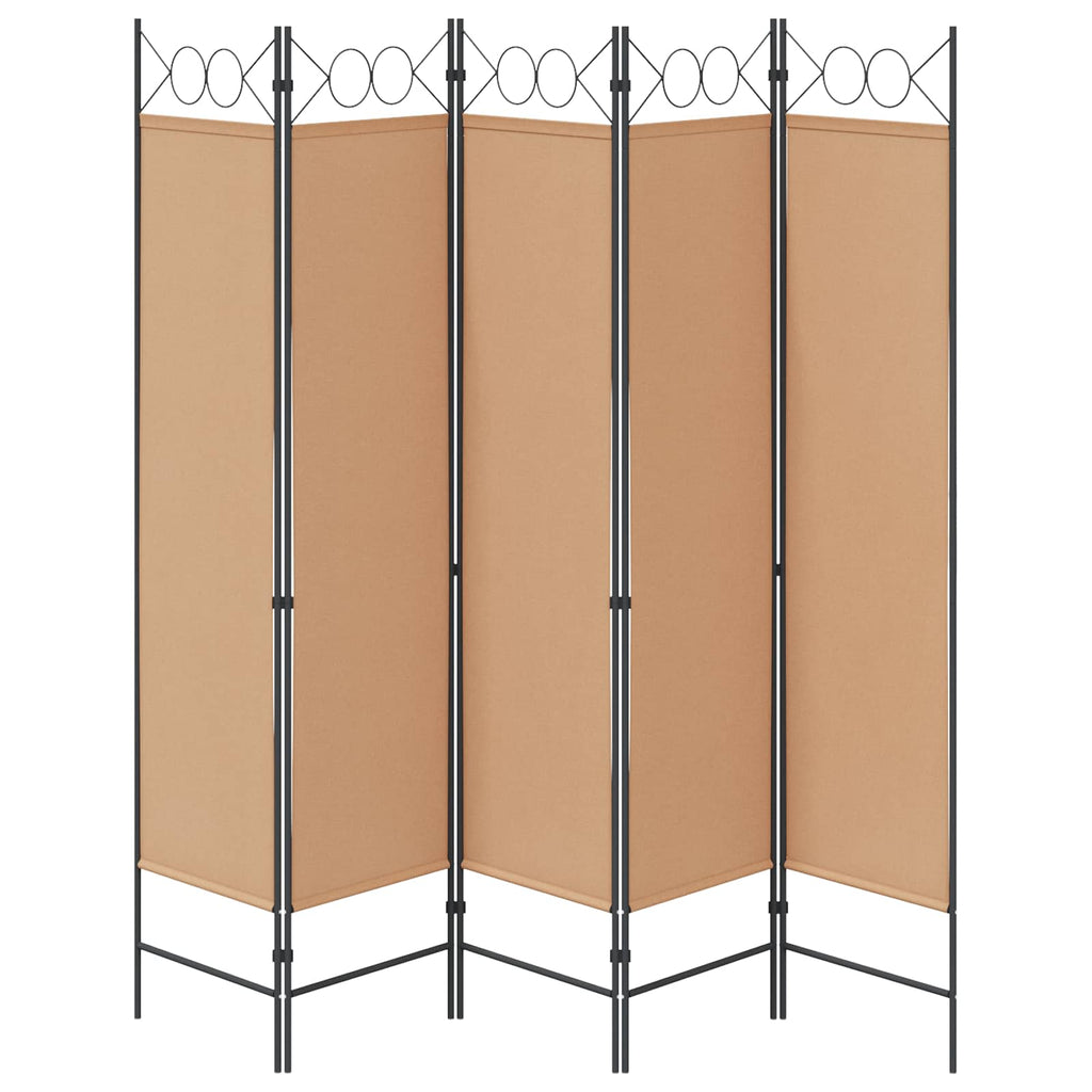 vidaXL 5-teiliger Raumteiler Beige 200 x 180 cm Stoff