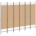 vidaXL 6-teiliger Raumtrenner Beige 240 x 180 cm Stoff