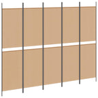vidaXL 5-Panel Raumteiler Beige 250 x 200 cm Stoff