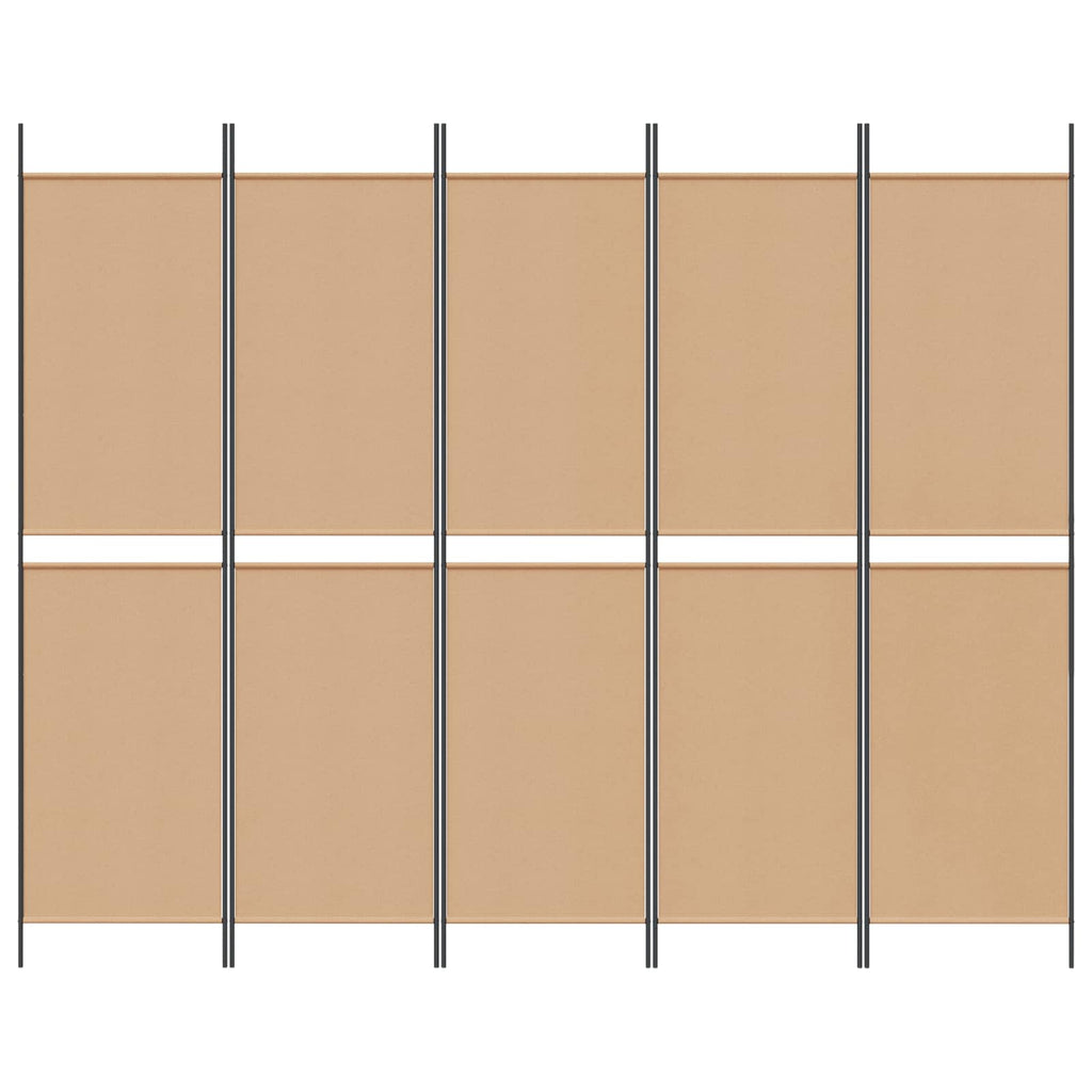 vidaXL 5-Panel Raumteiler Beige 250 x 200 cm Stoff
