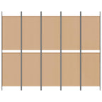 vidaXL 5-Panel Raumteiler Beige 250 x 200 cm Stoff