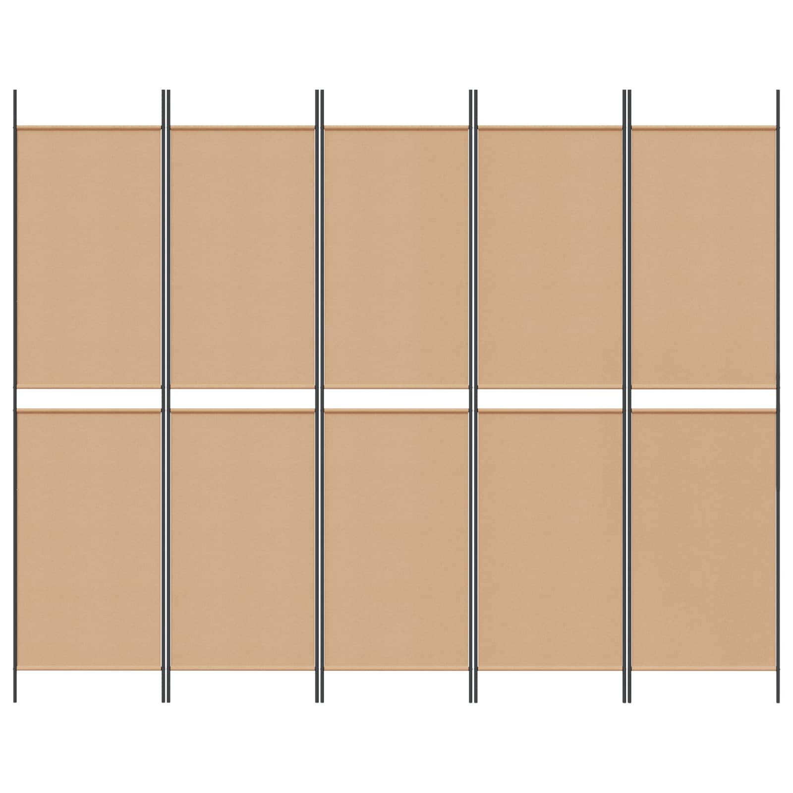 vidaXL 5-Panel Raumteiler Beige 250 x 200 cm Stoff