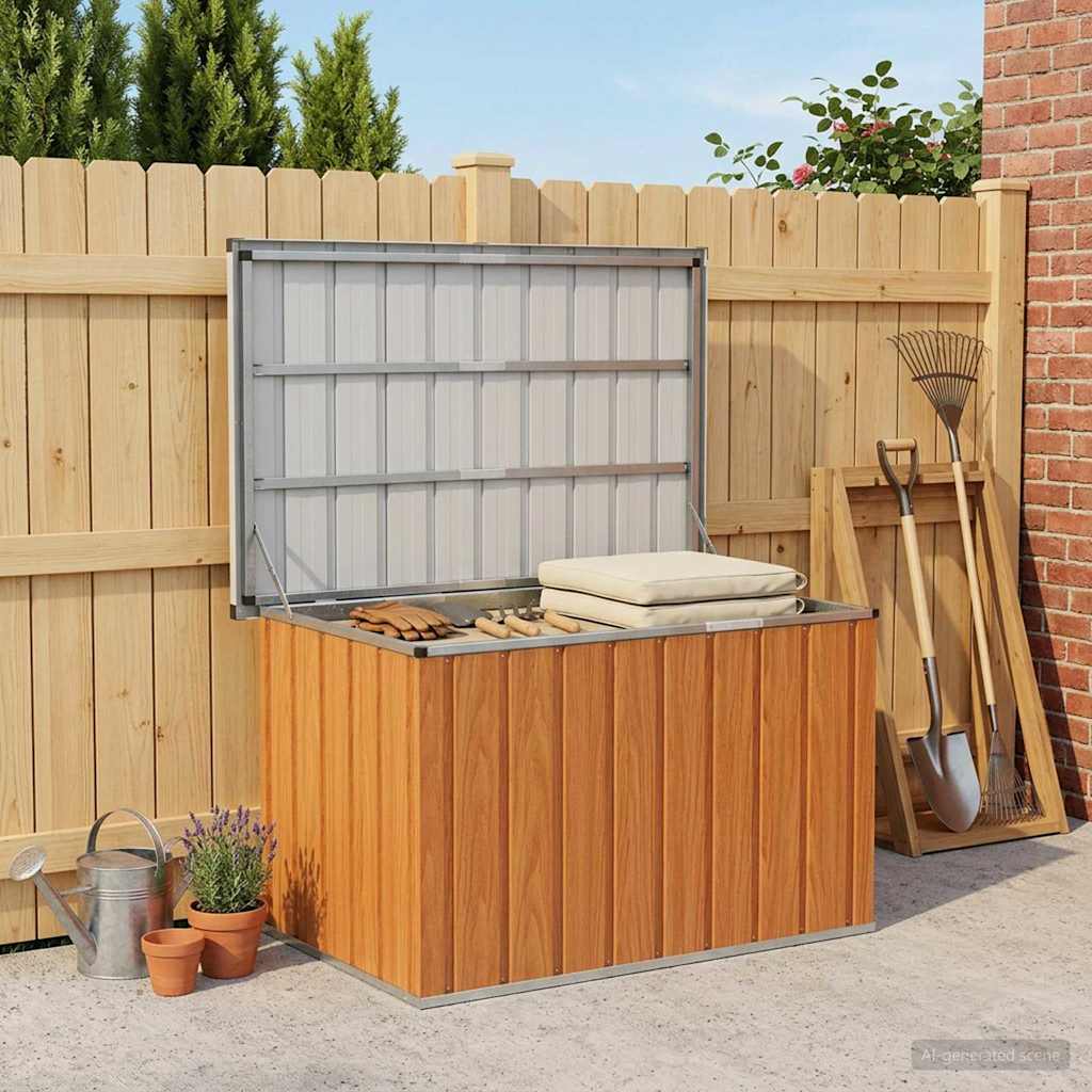 vidaXL Außenlagerbox Holz 109 x 67 x 65 cm Verzinkter Stahl