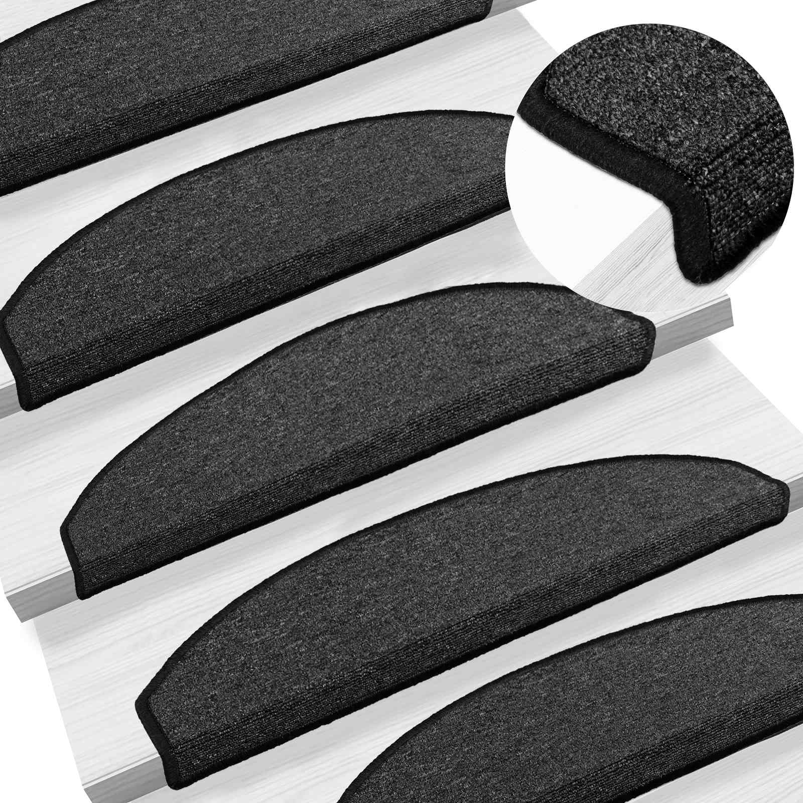 vidaXL Selbstklebende Treppenschoner Halbkreis 15 pcs Anthrazit