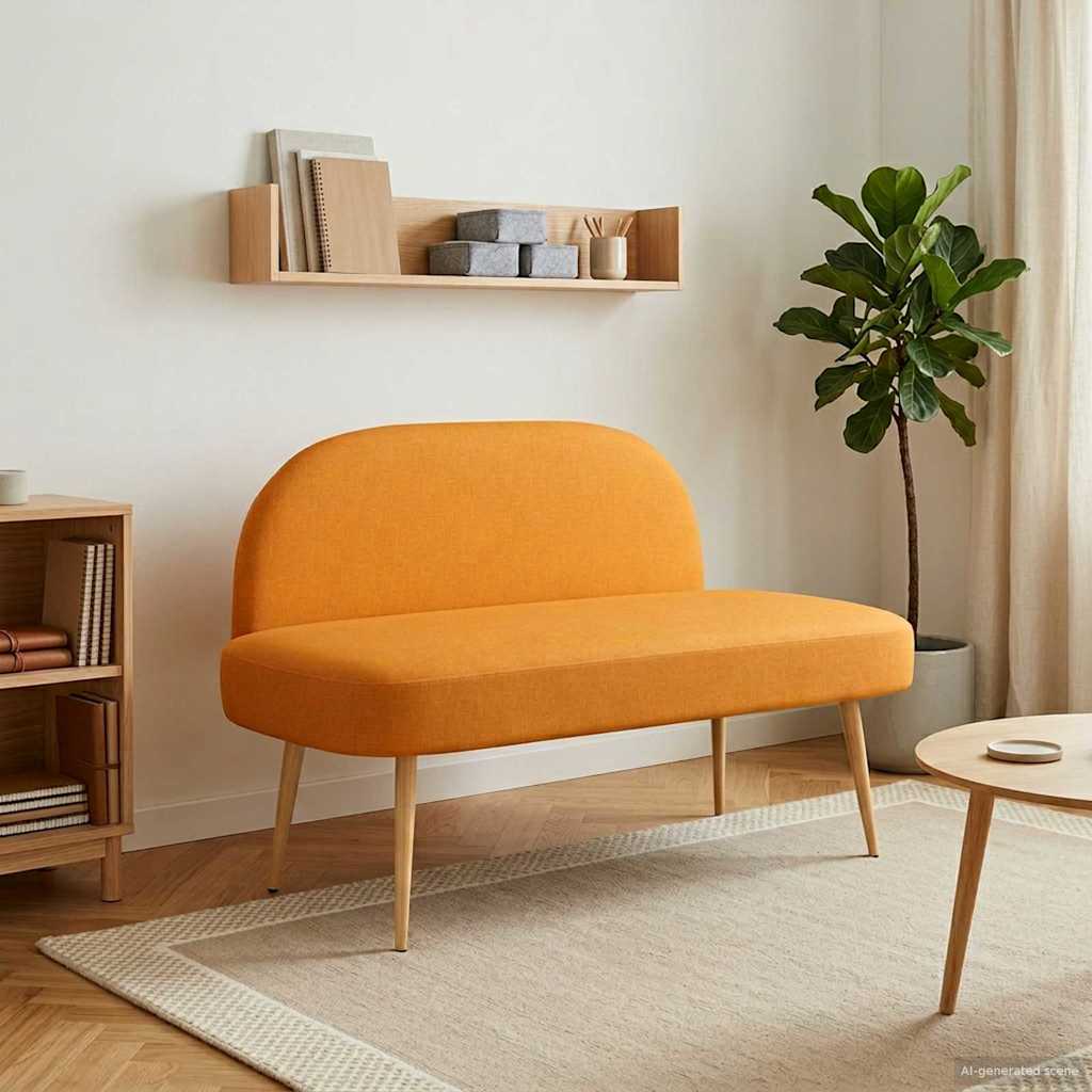 vidaXL Gepolsterte Bank mit Rückenlehne Dunkelgelb 110 x 60 x 76 cm