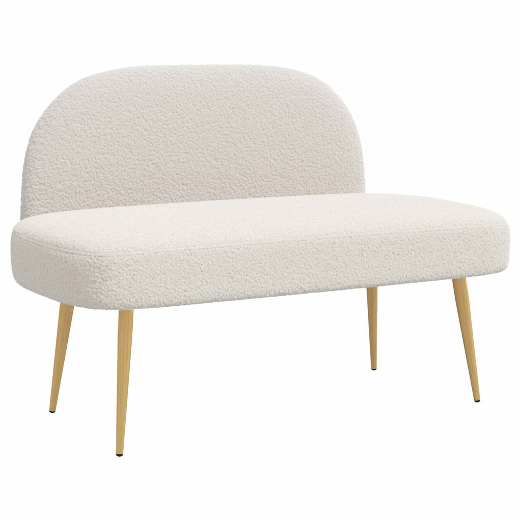 vidaXL Gepolsterte Bank mit Rückenlehne Creme 110 x 60 x 76 cm Bouclé