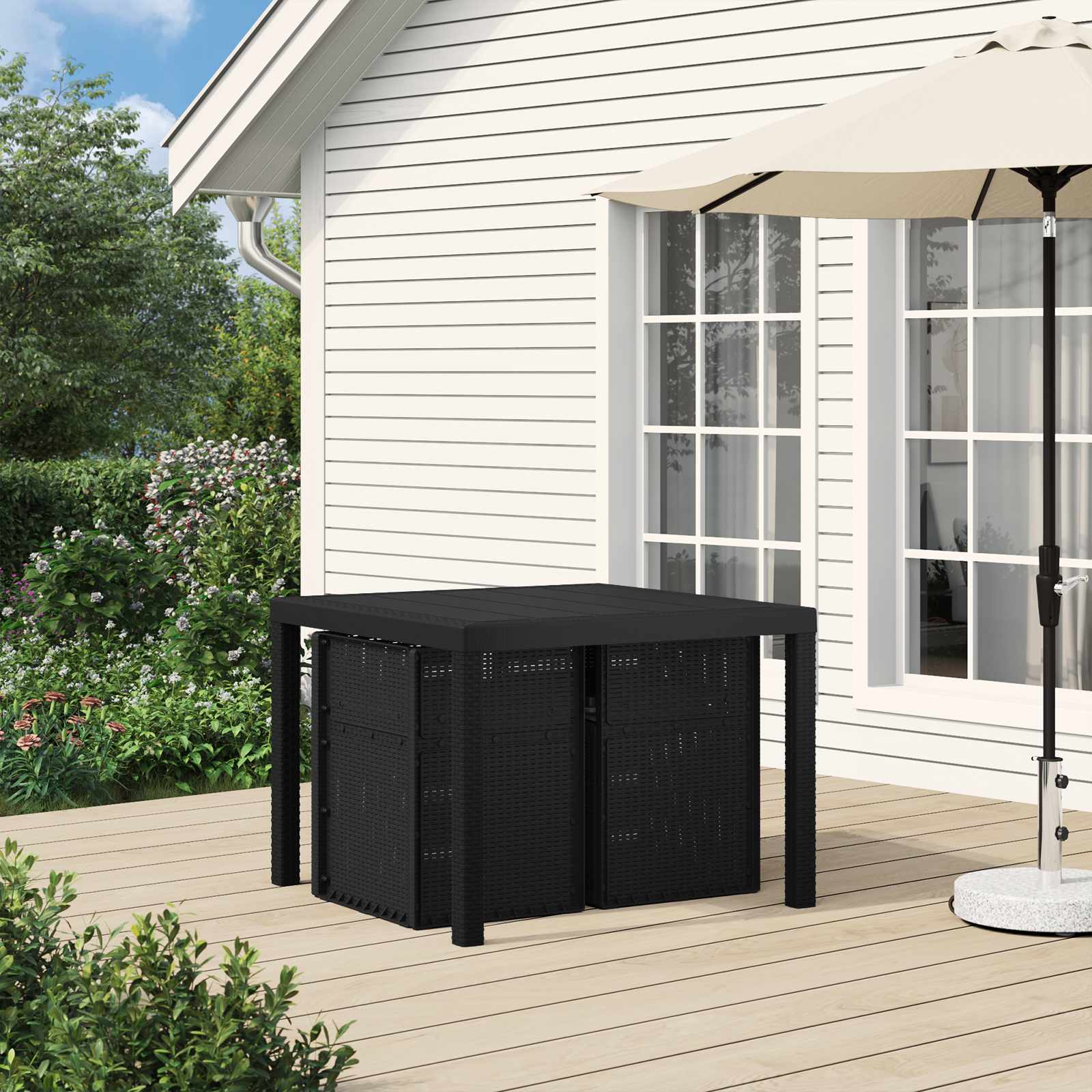 vidaXL Garten Essgruppe mit Kissen 3 pcs Anthrazit PP