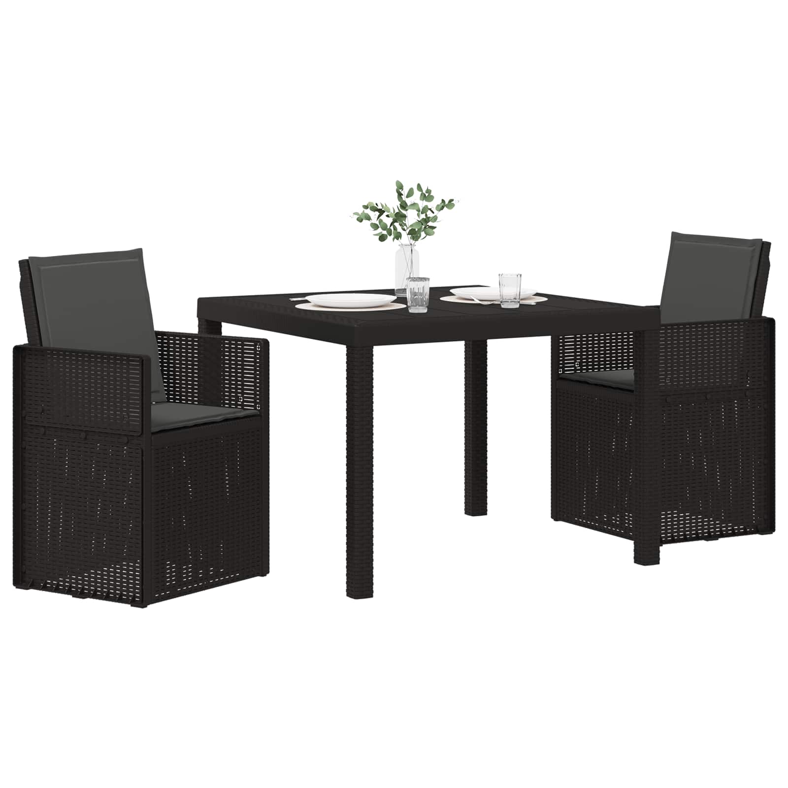 vidaXL Garten Essgruppe mit Kissen 3 pcs Anthrazit PP