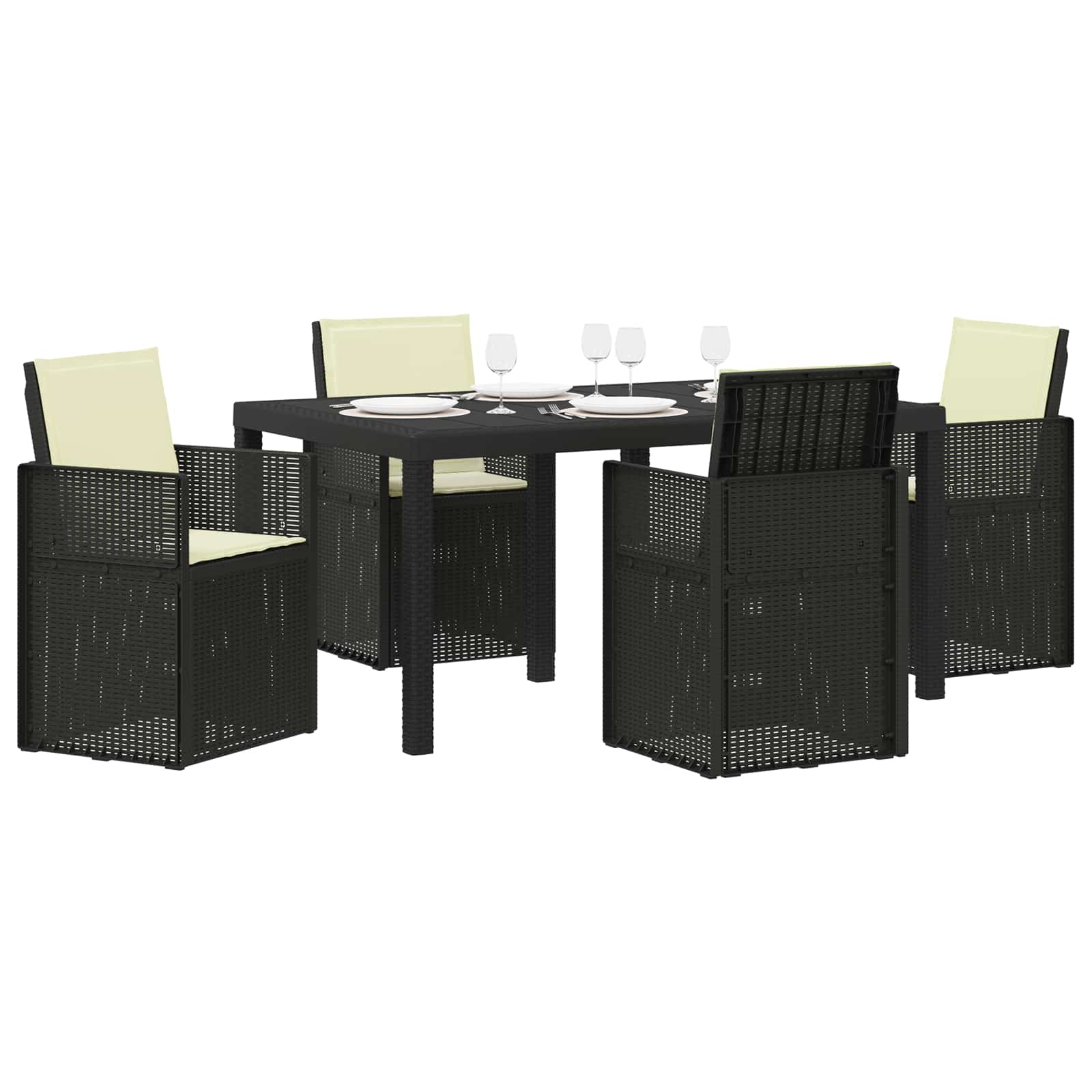 vidaXL Garten Essgruppe mit Kissen 5 pcs Anthrazit und Creme PP