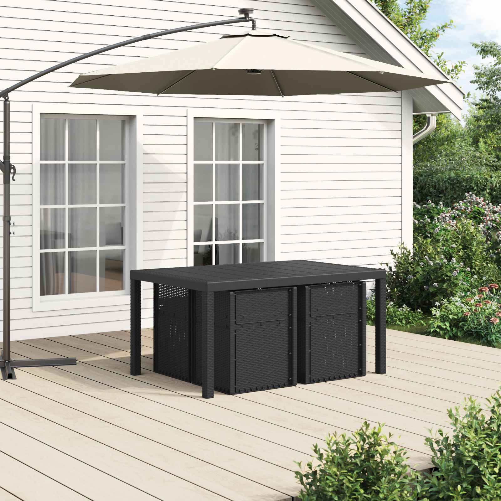 vidaXL Garten Essgruppe mit Kissen 5 pcs Anthrazit PP