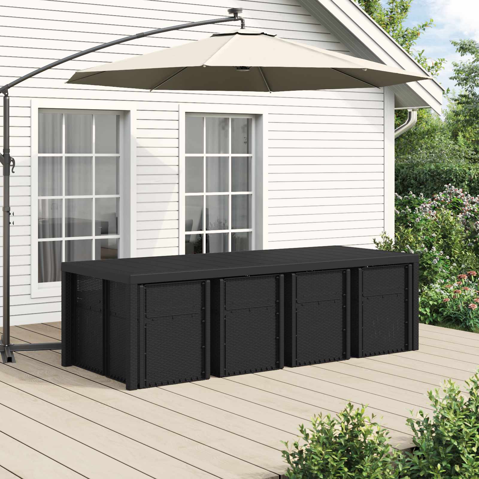 vidaXL Garten Essgruppe mit Kissen 9 pcs Anthrazit PP