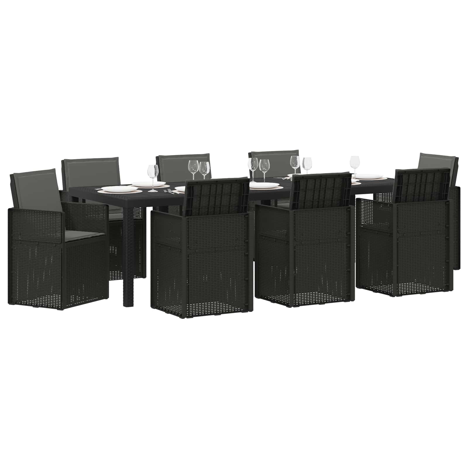 vidaXL Garten Essgruppe mit Kissen 9 pcs Anthrazit PP