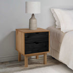 vidaXL Nachttisch OTTA Schwarz 45 x 39 x 57 cm Massives Kiefernholz