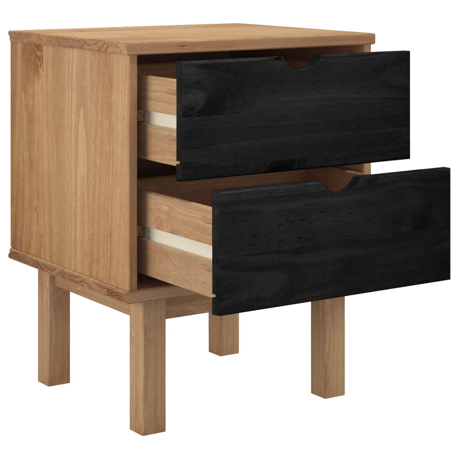 vidaXL Nachttisch OTTA Schwarz 45 x 39 x 57 cm Massives Kiefernholz