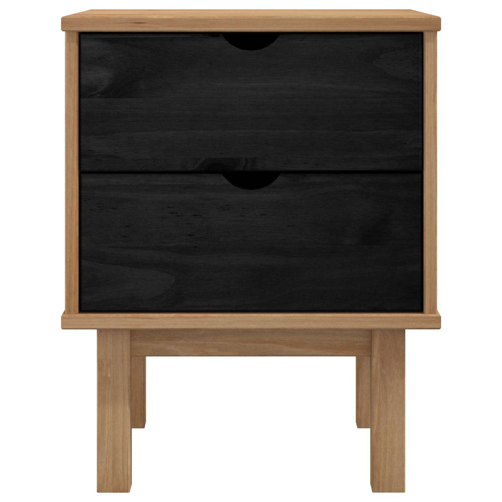 vidaXL Nachttisch OTTA Schwarz 45 x 39 x 57 cm Massives Kiefernholz