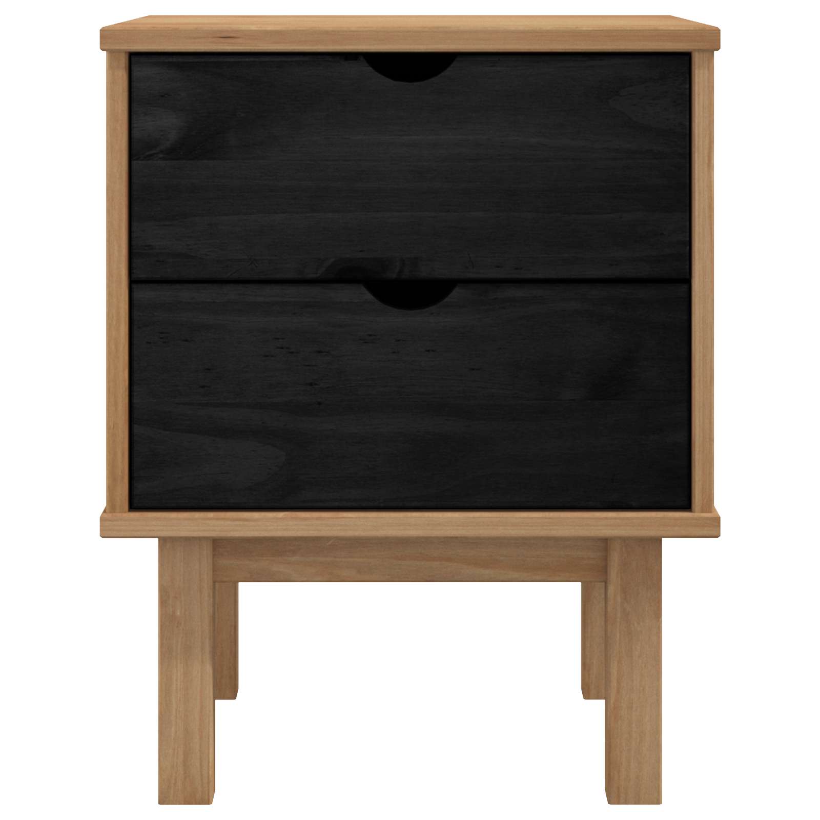 vidaXL Nachttisch OTTA Schwarz 45 x 39 x 57 cm Massives Kiefernholz