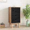 vidaXL Kommode OTTA Schwarz 45 x 39 x 90 cm Massives Kiefernholz