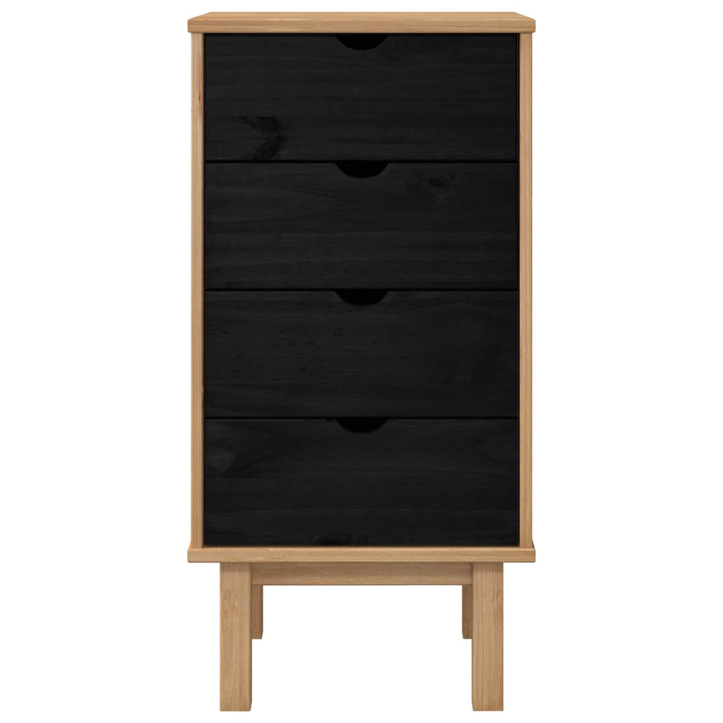 vidaXL Kommode OTTA Schwarz 45 x 39 x 90 cm Massives Kiefernholz