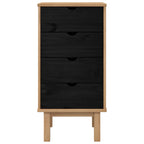 vidaXL Kommode OTTA Schwarz 45 x 39 x 90 cm Massives Kiefernholz