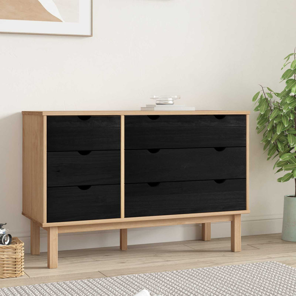 vidaXL Schubladenschrank mit Speicher OTTA Schwarz 111 x 43 x 73,5 cm