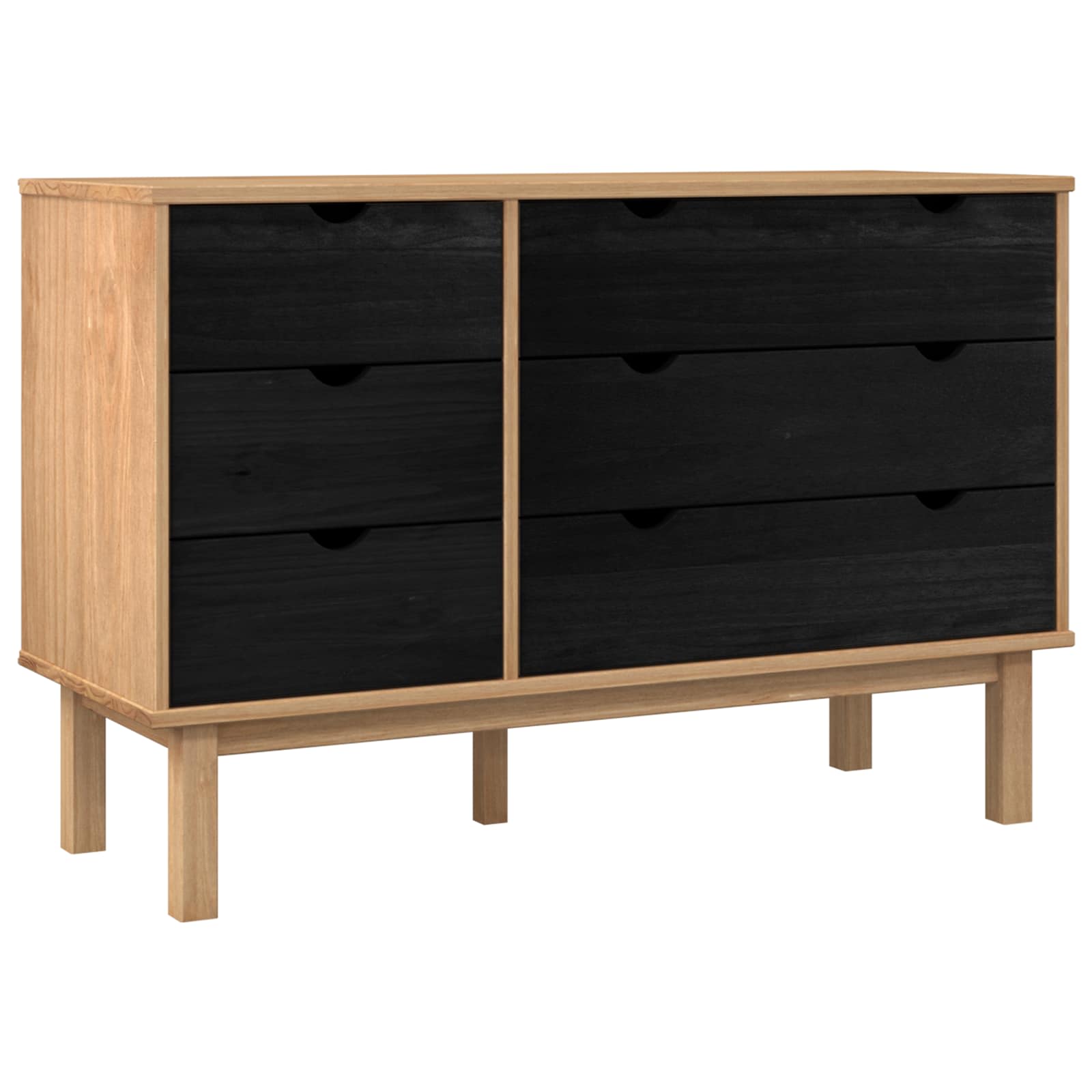 vidaXL Schubladenschrank mit Speicher OTTA Schwarz 111 x 43 x 73,5 cm