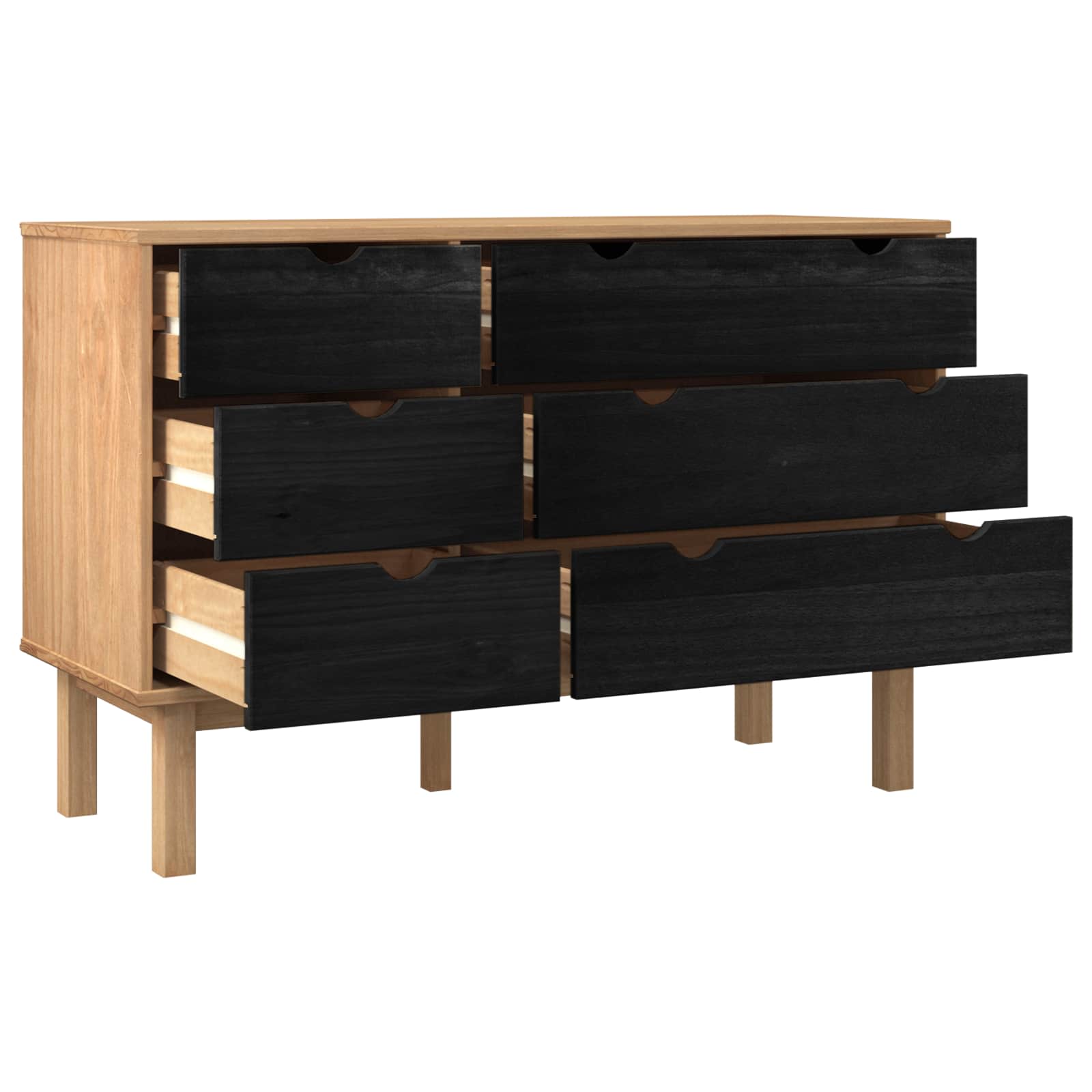 vidaXL Schubladenschrank mit Speicher OTTA Schwarz 111 x 43 x 73,5 cm