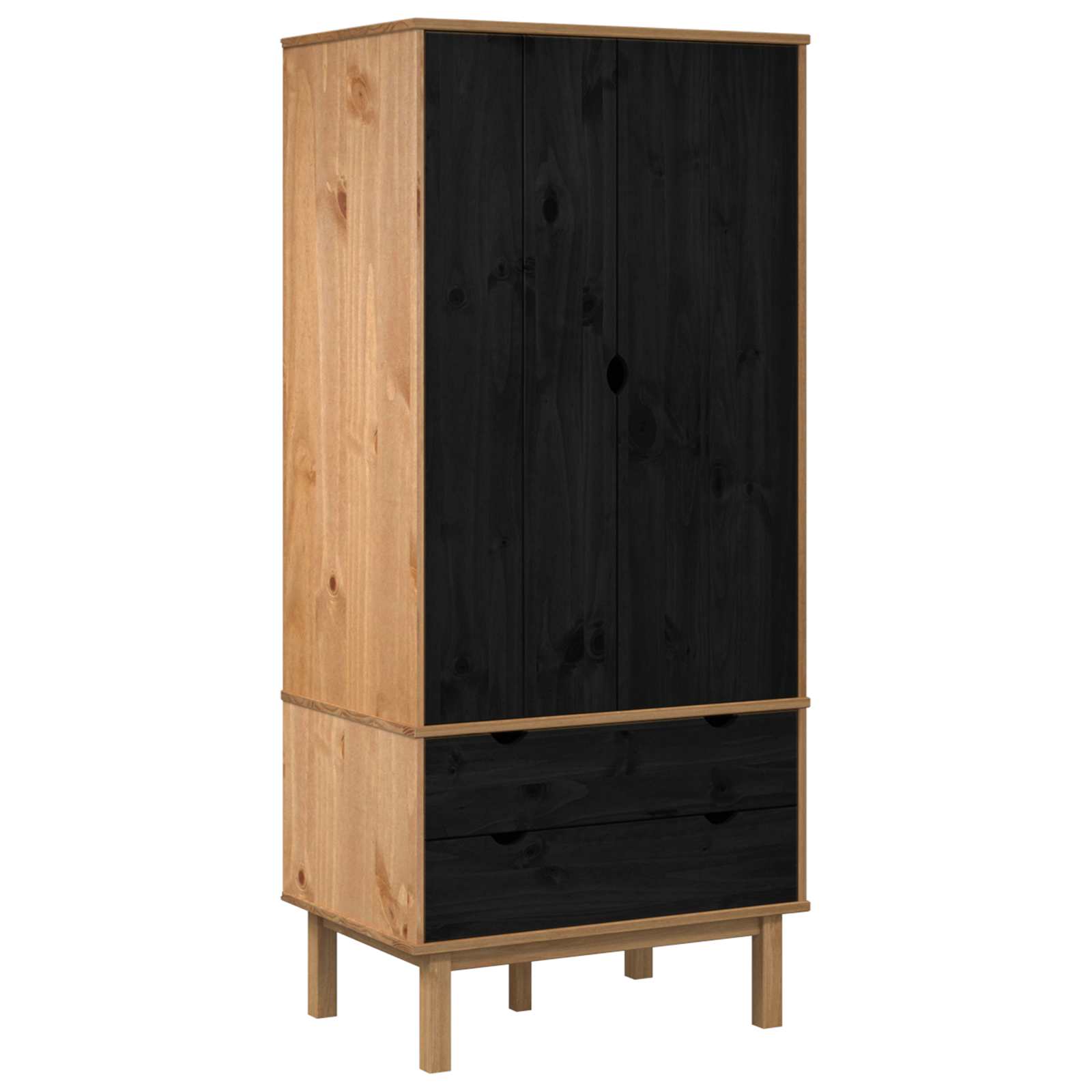 vidaXL Kleiderschrank mit Schubladen OTTA Schwarz 76,5 x 53 x 172 cm