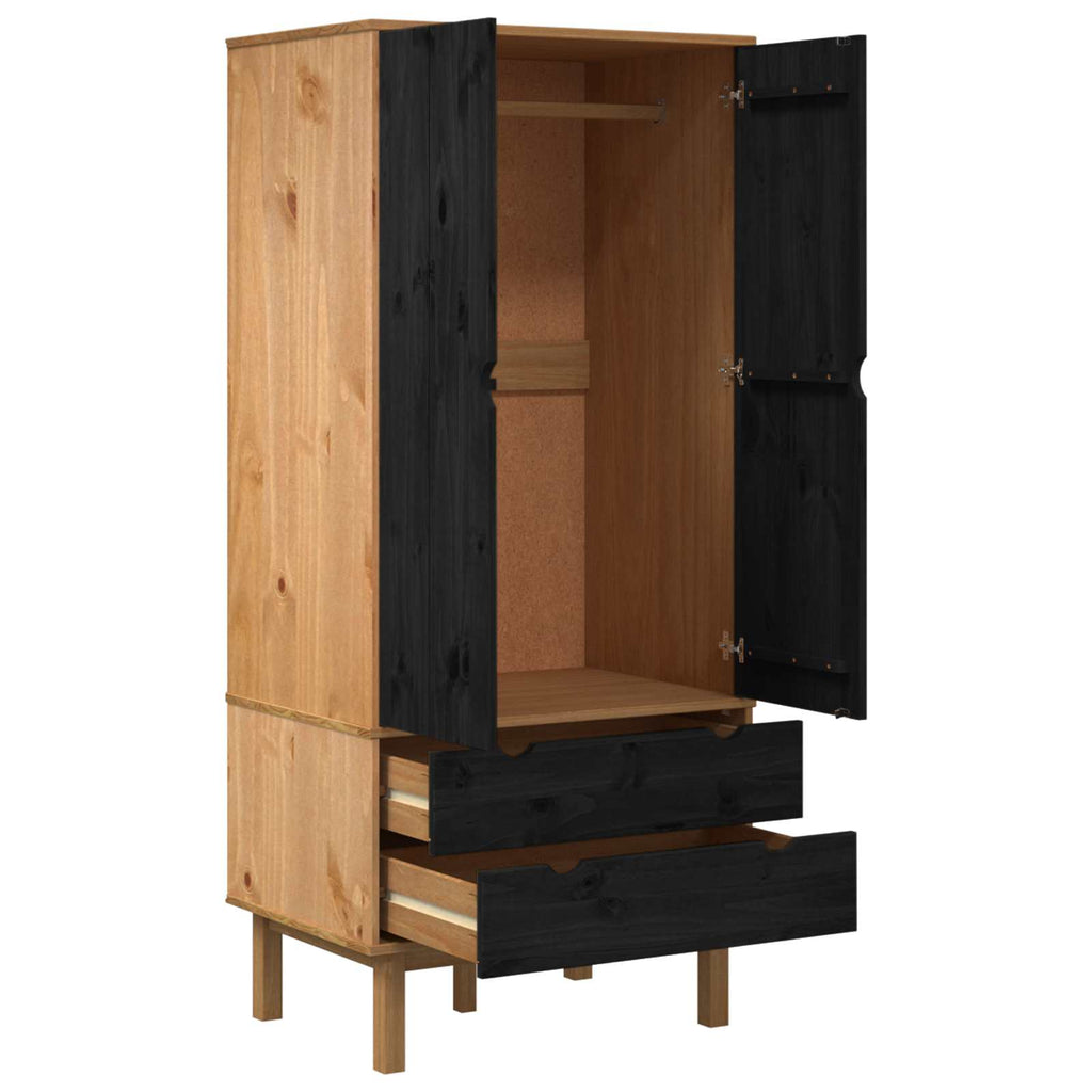vidaXL Kleiderschrank mit Schubladen OTTA Schwarz 76,5 x 53 x 172 cm