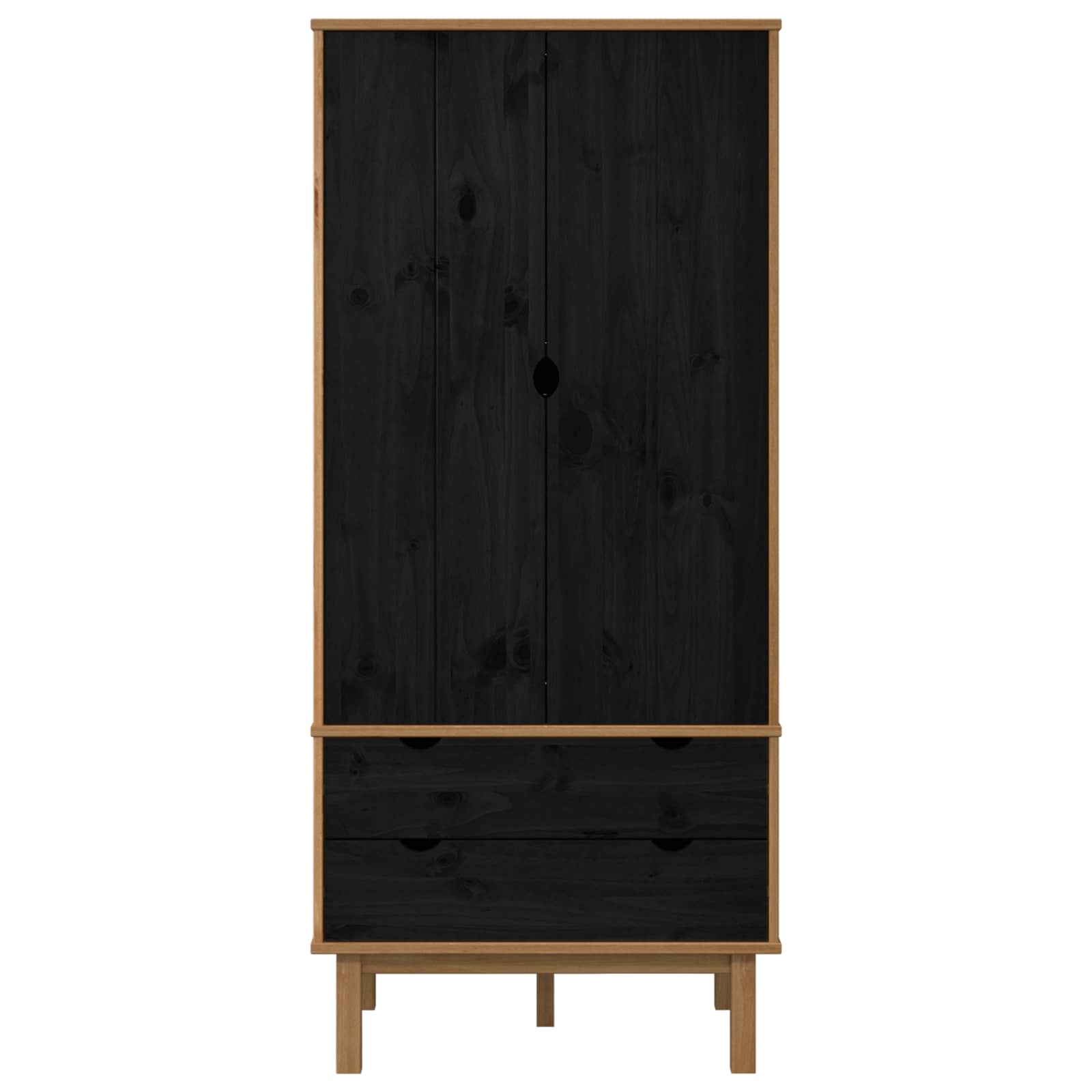 vidaXL Kleiderschrank mit Schubladen OTTA Schwarz 76,5 x 53 x 172 cm