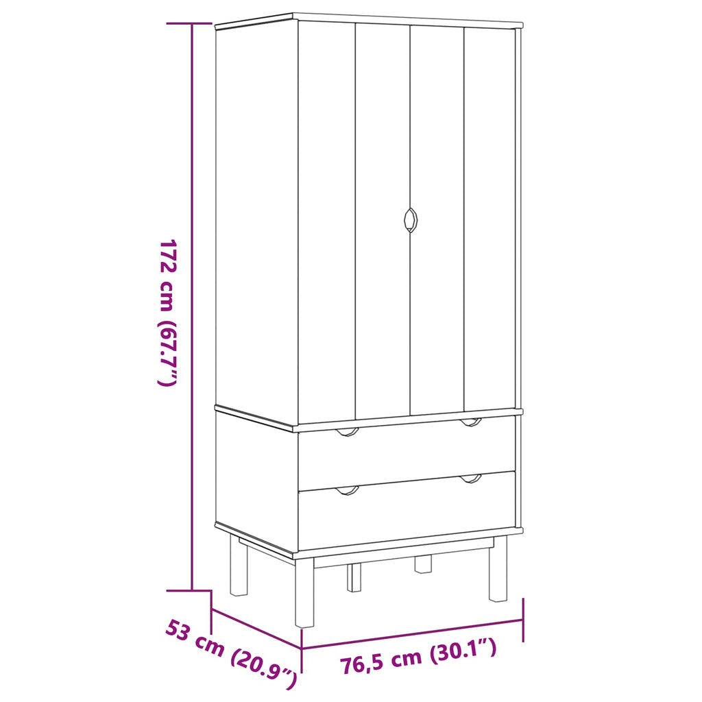 vidaXL Kleiderschrank mit Schubladen OTTA Schwarz 76,5 x 53 x 172 cm
