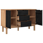 vidaXL Sideboard OTTA Schwarz 113,5 x 43 x 73 cm Massives Kiefernholz