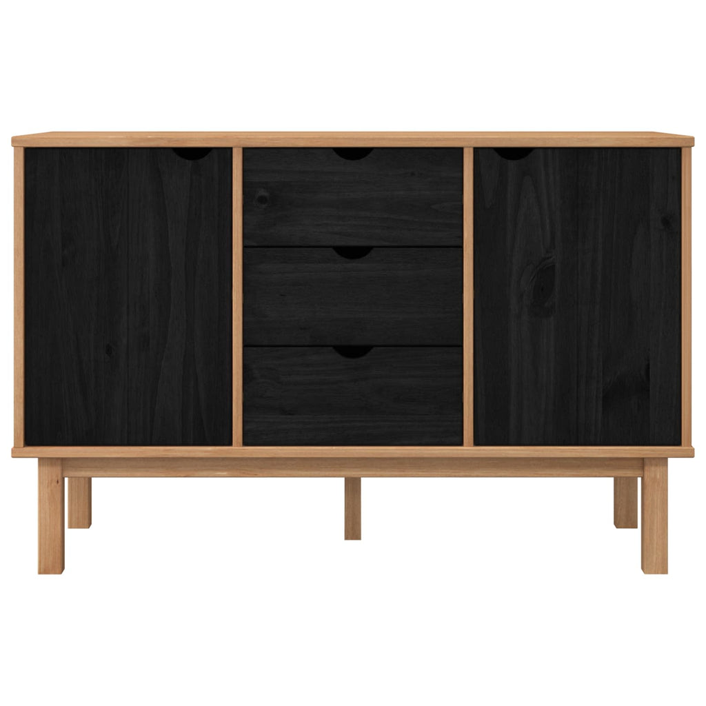 vidaXL Sideboard OTTA Schwarz 113,5 x 43 x 73 cm Massives Kiefernholz