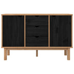 vidaXL Sideboard OTTA Schwarz 113,5 x 43 x 73 cm Massives Kiefernholz