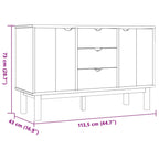 vidaXL Sideboard OTTA Schwarz 113,5 x 43 x 73 cm Massives Kiefernholz