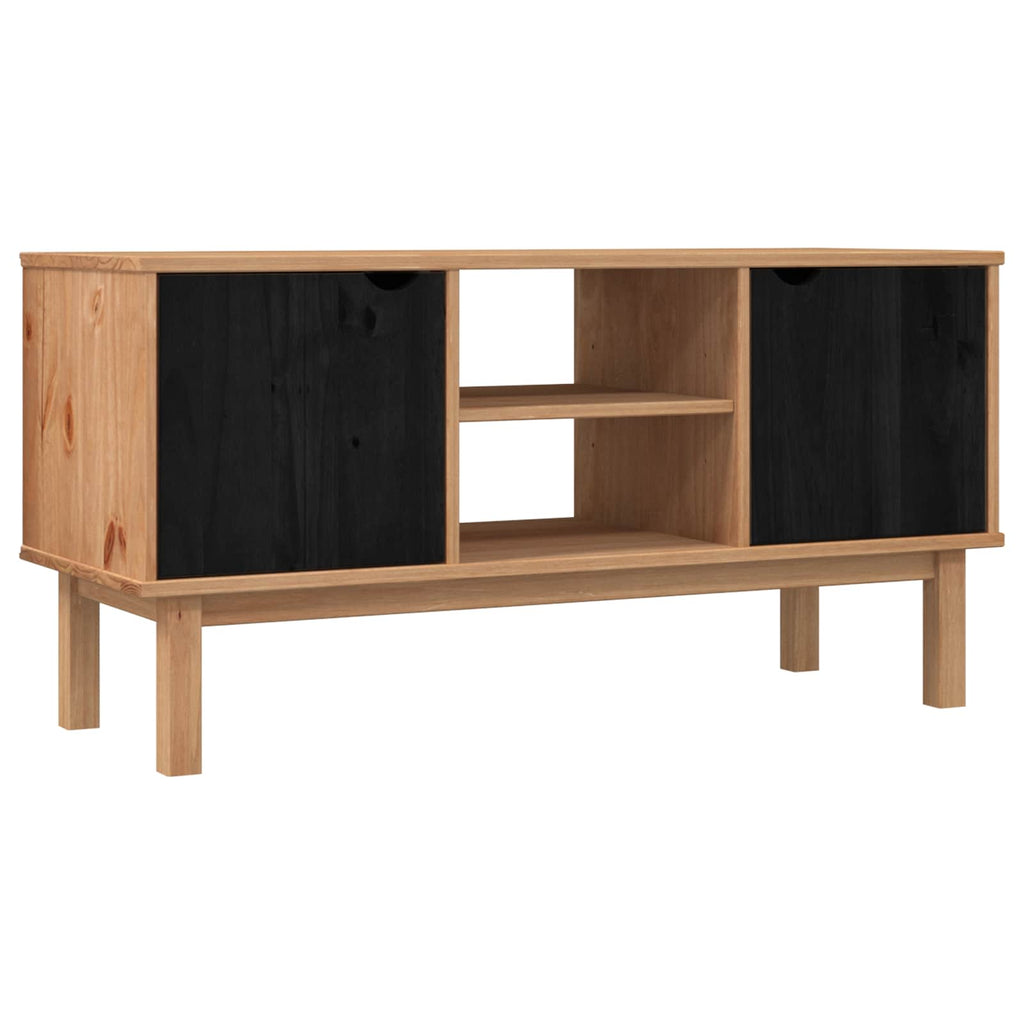 vidaXL TV-Ständer OTTA 113,5 x 43 x 57 cm Schwarz Massives Kiefernholz