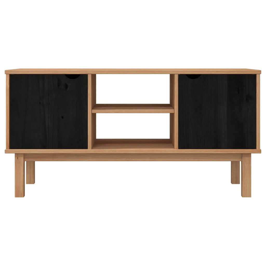 vidaXL TV-Ständer OTTA 113,5 x 43 x 57 cm Schwarz Massives Kiefernholz
