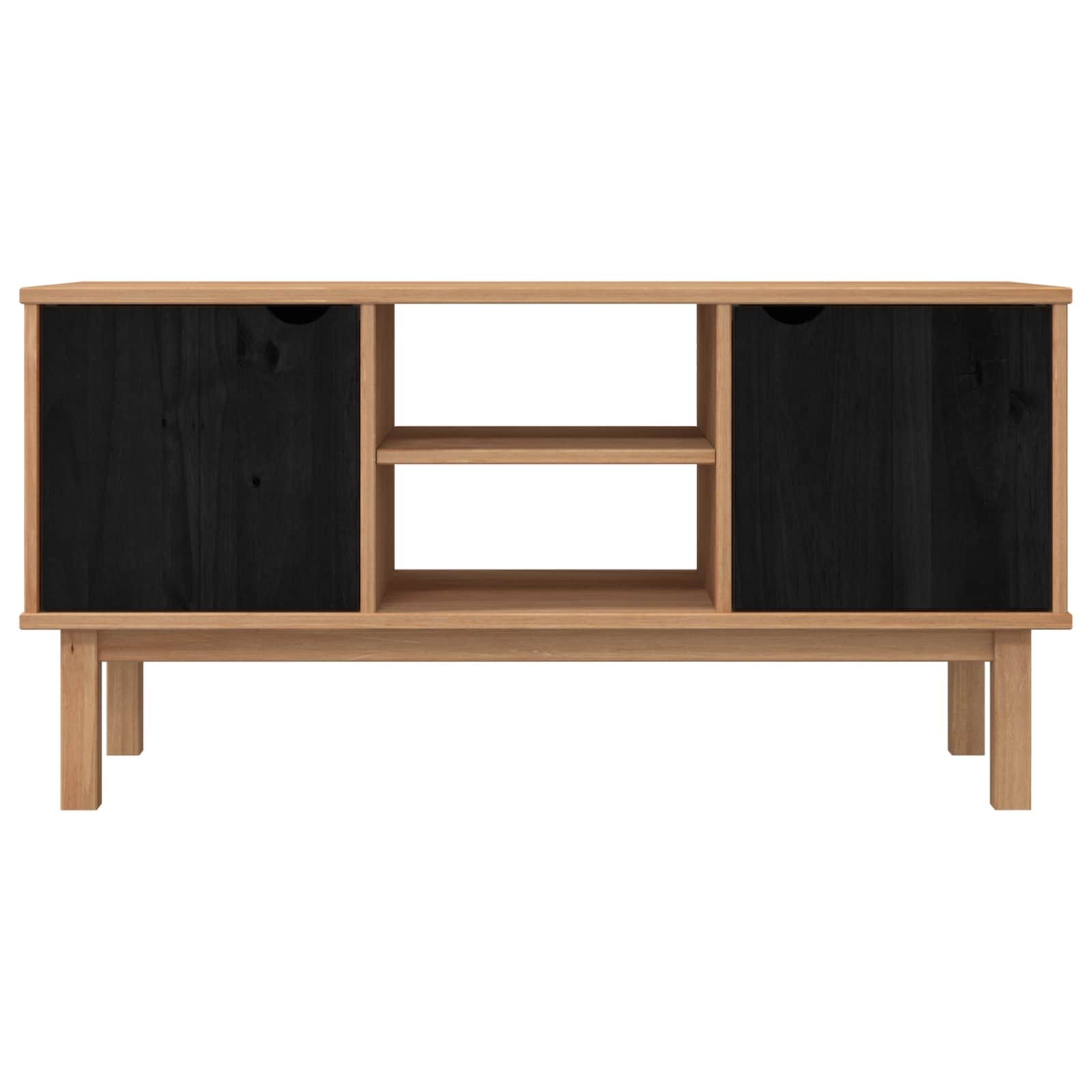 vidaXL TV-Ständer OTTA 113,5 x 43 x 57 cm Schwarz Massives Kiefernholz