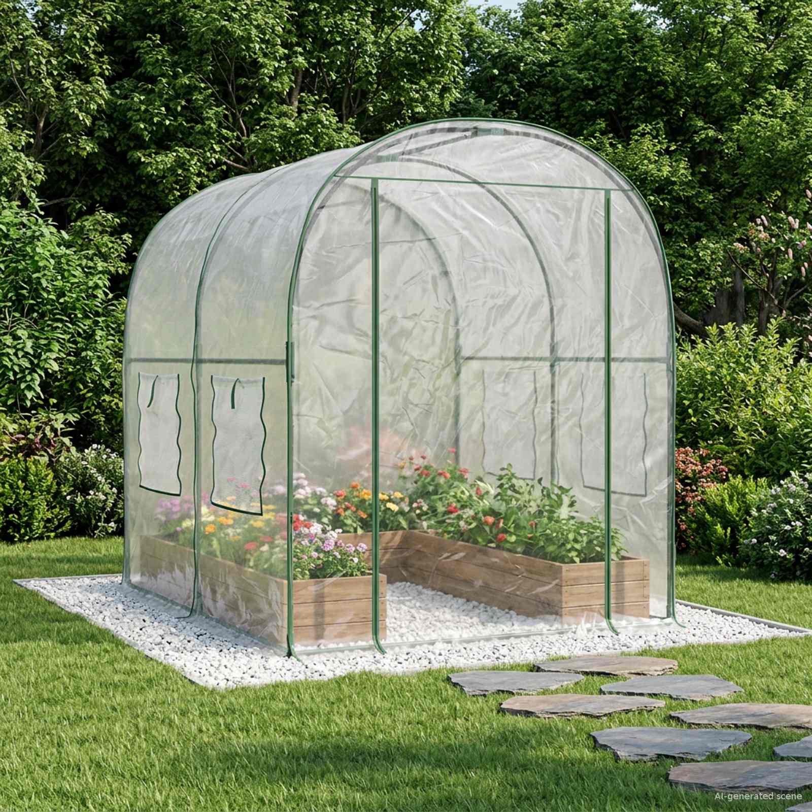 vidaXL Gewächshaus mit Rahmen 160 x 200 x 192,5 cm PVC Transparent
