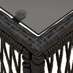 vidaXL Gartentisch Schwarz 55 x 55 x 37 cm PE Rattan und Glas