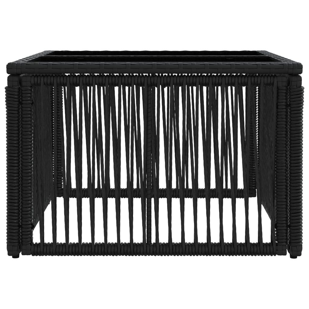 vidaXL Gartentisch Schwarz 55 x 55 x 37 cm PE Rattan und Glas