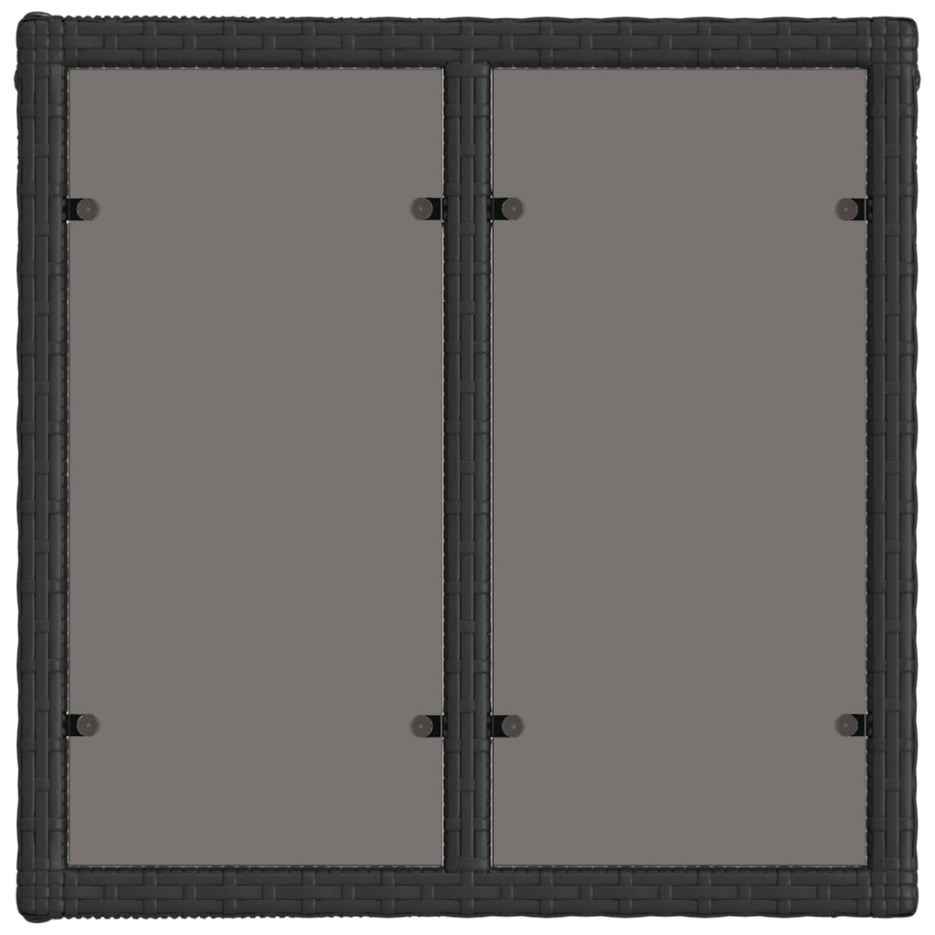 vidaXL Gartentisch Schwarz 55 x 55 x 37 cm PE Rattan und Glas