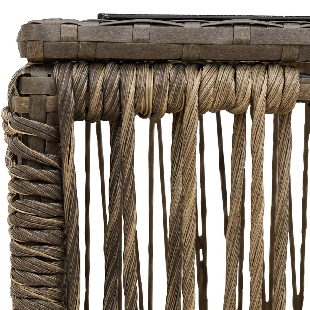 vidaXL Gartentisch Grau und Schwarz 55 x 55 x 37 cm PE Rattan und Glas