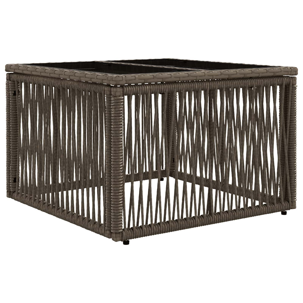 vidaXL Gartentisch Grau und Schwarz 55 x 55 x 37 cm PE Rattan und Glas